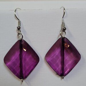 Purple Translucent Faceted Earrings